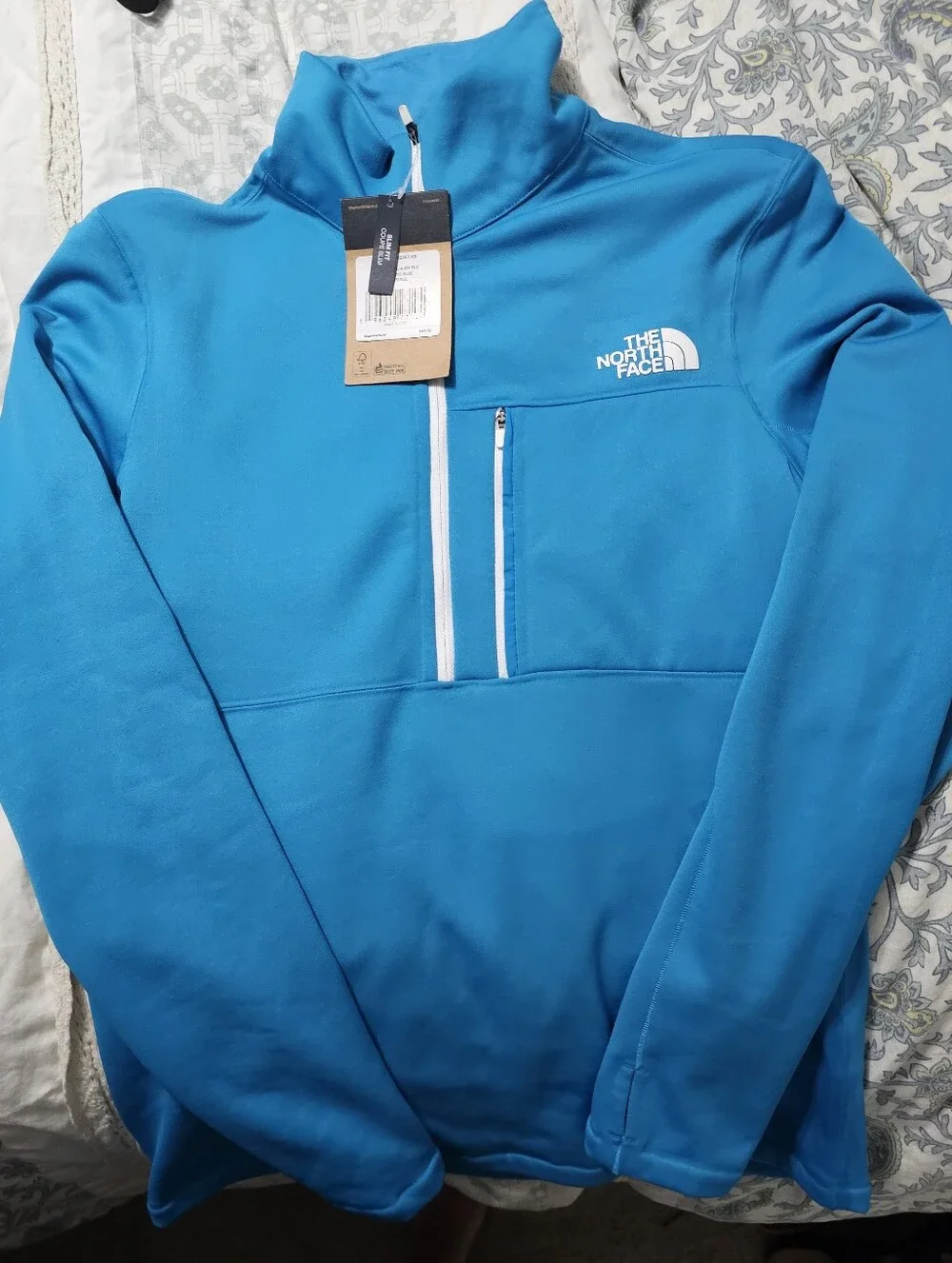 NWT XS North Face Men's 1/4 Zip Fleece Pullover Acoustic Blue -could fit Women M